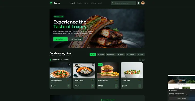 Gourmet - Website nhà hàng